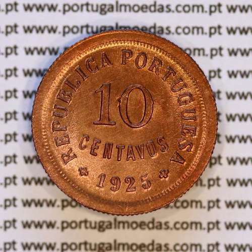 Portugal, bronze coin of 10 centavos 1925 of the Portuguese Republic, (UNC), World Coins Portugal KM 573