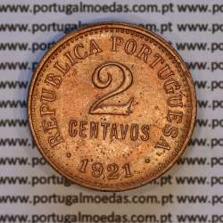 Portugal, bronze coin of 2 centavos 1921, $02 centavos 1921 Portuguese Republic, (VF+), World Coins Portugal KM 568