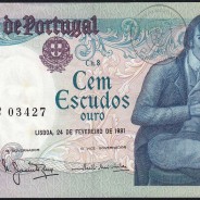 100 Escudos Bocage 24.02.1981, One Hundred Escudos 24 February 1981 Plate 8 - Bank of Portugal, (QNC w/stains), Pick 178b