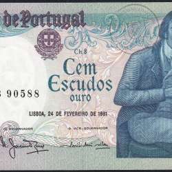 100 Escudos 1981 Bocage 24/02/1981, 100$00 Cem Escudos 24/02/1981 Chapa:8 Banco de Portugal, (PC), Pick 178b