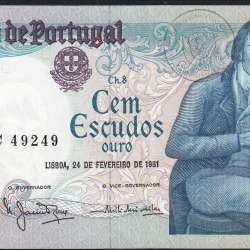 100 Escudos 1981 Bocage 24/02/1981, 100$00 Cem Escudos 24/02/1981 Chapa:8 Banco de Portugal, (PC), Pick 178b