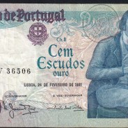 100 Escudos Bocage 24.02.1981, One Hundred Escudos 24 February 1981 Plate 8 - Bank of Portugal, (C), Pick 178b