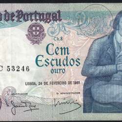 100 Escudos 1981 Bocage 24/02/1981, 100$00 Cem Escudos 24/02/1981 Chapa:8 Banco de Portugal, (C), Pick 178b