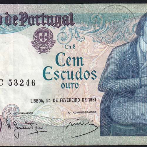 100 Escudos 1981 Bocage 24/02/1981, 100$00 Cem Escudos 24/02/1981 Chapa:8 Banco de Portugal, (C), Pick 178b