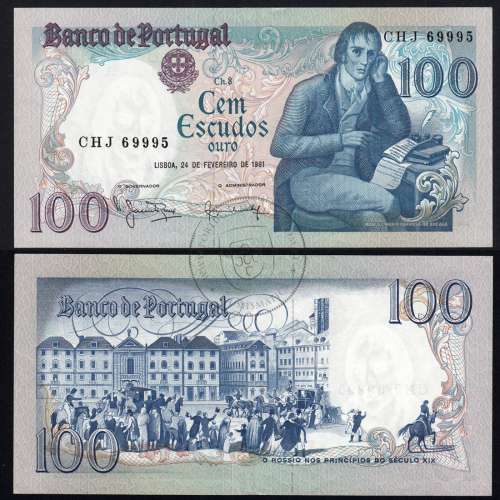 100 Escudos 1981 Bocage 24/02/1981, 100$00 Cem Escudos 24/02/1981 Chapa:8 Banco de Portugal, (QNC), Pick 178b