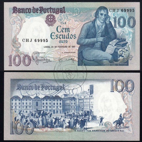 100 Escudos 1981 Bocage 24/02/1981, 100$00 Cem Escudos 24/02/1981 Chapa:8 Banco de Portugal, (QNC), Pick 178b