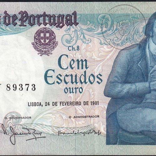 100 Escudos 1981 Bocage 24/02/1981, 100$00 Cem Escudos 24/02/1981 Chapa:8 Banco de Portugal, (C), Pick 178b