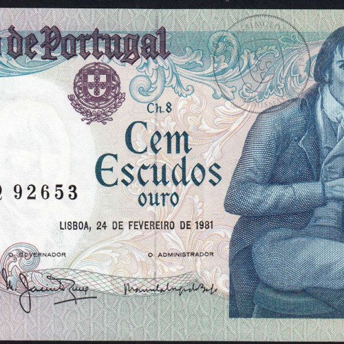 100 Escudos 1981 Bocage 24/02/1981, 100$00 Cem Escudos 24/02/1981 Chapa:8 Banco de Portugal, (QNC), Pick 178b