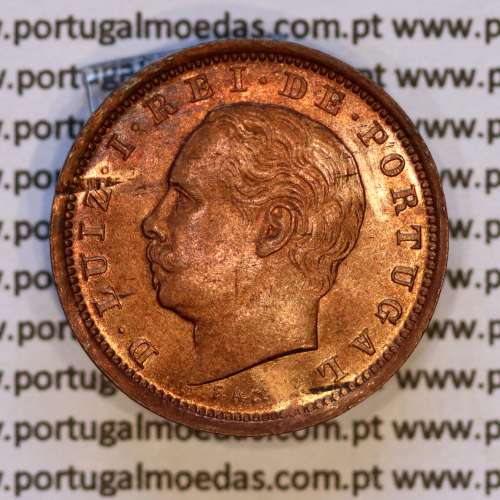 Portugal, bronze coin of 5 Réis 1885 D. Luis I, V reis 1885 from the reign of D. Luis I (UNC), World Coins Portugal KM 525