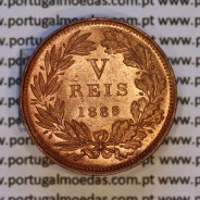 Portugal, bronze coin of 5 Réis 1885 D. Luis I, V reis 1885 from the reign of D. Luis I (UNC), World Coins Portugal KM 525