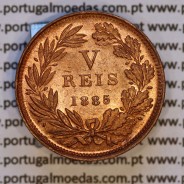 Portugal, bronze coin of 5 Réis 1885 D. Luis I, V reis 1885 from the reign of D. Luis I (UNC), World Coins Portugal KM 525