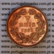 Portugal, bronze coin of 5 Réis 1882 D. Luis I, V reis 1882 from the reign of D. Luis I (UNC), World Coins Portugal KM 525