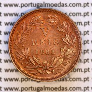 Portugal, bronze coin of 5 Réis 1882 D. Luis I, V reis 1882 from the reign of D. Luis I (UNC), World Coins Portugal KM 525