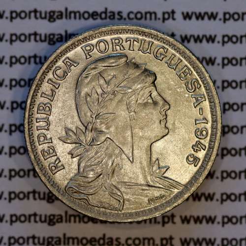 Portugal, Nickel brass coin of 50 Centavos 1945 of Portuguese Republic, (UNC), World Coins Portugal KM 577