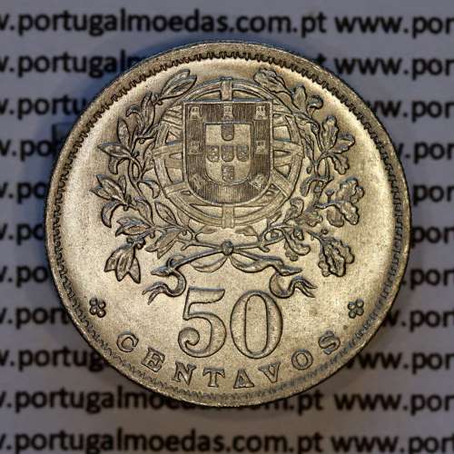 Portugal, Nickel brass coin of 50 Centavos 1945 of Portuguese Republic, (UNC), World Coins Portugal KM 577