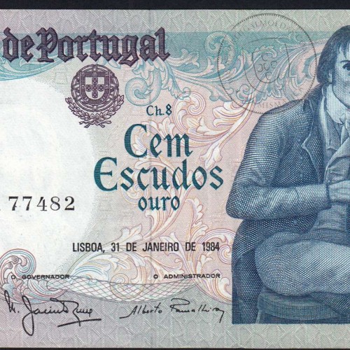 100 Escudos 1984 Bocage 31/01/1984, 100$00 Cem Escudos 31/01/1984 Chapa:8 Banco de Portugal, (PC), Pick 178c