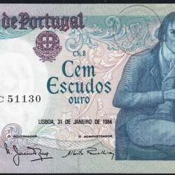 100 Escudos 1984 Bocage 31/01/1984, 100$00 Cem Escudos 31/01/1984 Chapa:8 Banco de Portugal, (QNC), Pick 178c 100 Escudos 1984 Bocage 31/01/1984, 100$00 Cem Escudos 31/01/1984 Chapa:8 Banco de Portugal, (QNC), Pick 178c