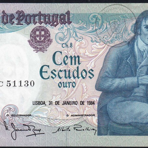 100 Escudos 1984 Bocage 31/01/1984, 100$00 Cem Escudos 31/01/1984 Chapa:8 Banco de Portugal, (QNC), Pick 178c