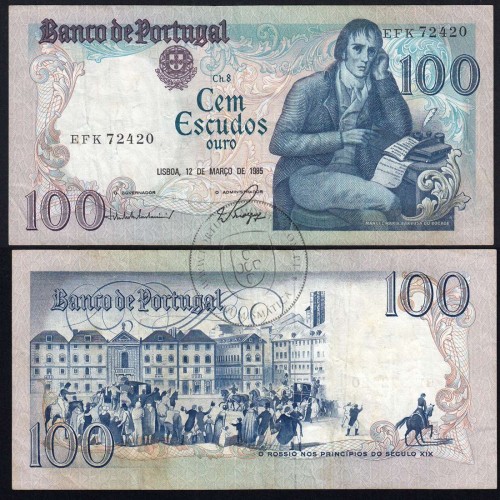 100 Escudos Bocage 12.03.1985, One Hundred Escudos 12 March 1985 Plate 8 - Bank of Portugal, (C), Pick 178d