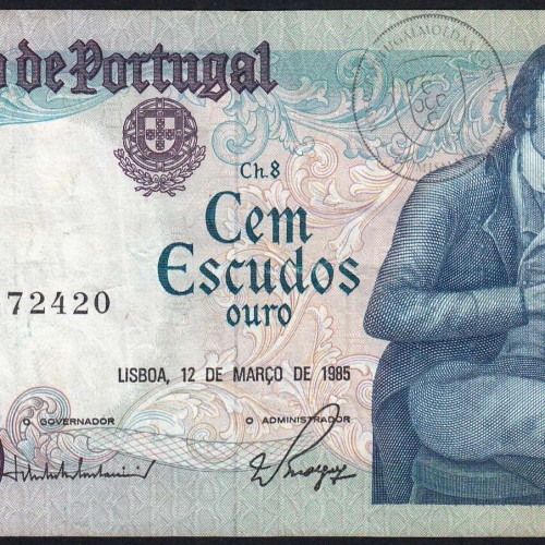 100 Escudos 1985 Bocage 12/03/1985, 100$00 Cem Escudos 12/03/1985 Chapa:8 Banco de Portugal, (C), Pick 178d