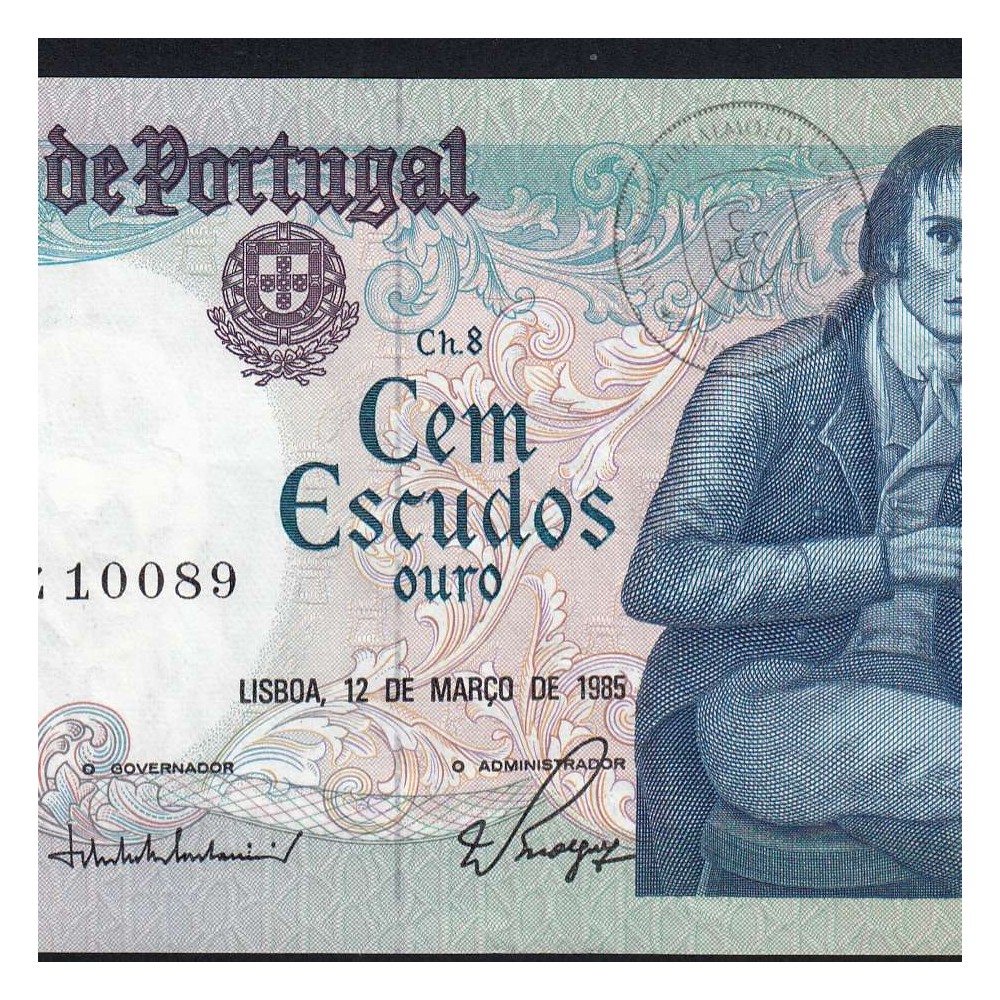 100 Escudos 1985 Bocage 12/03/1985, 100$00 Cem Escudos 12/03/1985 Chapa:8 Banco de Portugal, (PC), Pick 178d