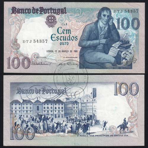 100 Escudos 1985 Bocage 12/03/1985, 100$00 Cem Escudos 12/03/1985 Chapa:8 Banco de Portugal, (PC), Pick 178d