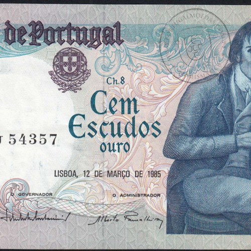 100 Escudos Bocage 12.03.1985, One Hundred Escudos 12 March 1985 Plate 8 - Bank of Portugal, (PC), Pick 178d