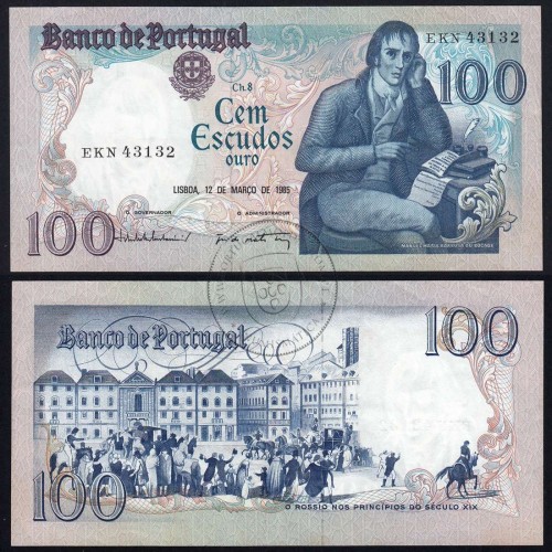 100 Escudos Bocage 12.03.1985, One Hundred Escudos 12 March 1985 Plate 8 - Bank of Portugal, (PC), Pick 178d