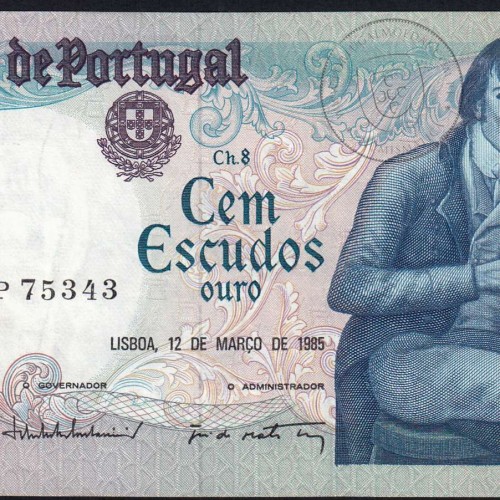 100 Escudos Bocage 12.03.1985, One Hundred Escudos 12 March 1985 Plate 8 - Bank of Portugal, (PC), Pick 178d