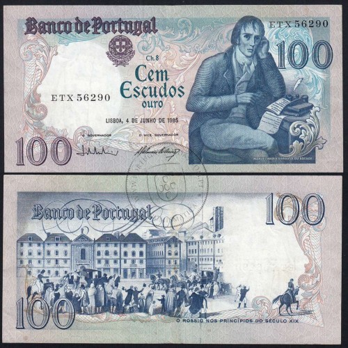 100 Escudos 1985 Bocage 04/06/1985, 100$00 Cem Escudos 04/06/1985 Chapa:8 Banco de Portugal, (C), Pick 178e