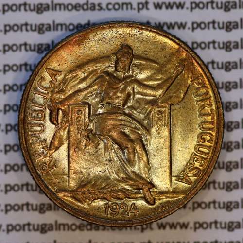 1 Escudo 1924 Bronze-Alumínio da Republica Portuguesa, (Soberba), World Coins Portugal KM 576a