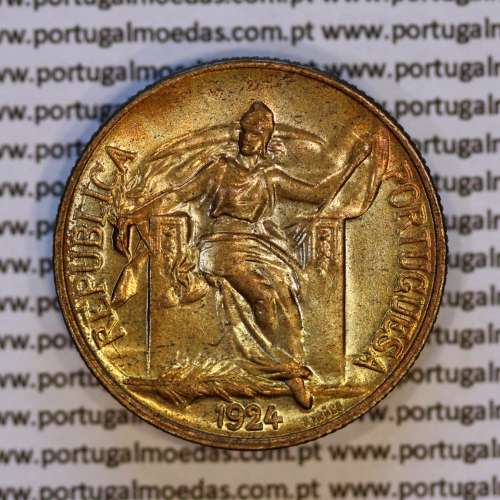 1 Escudo 1924 Bronze-Alumínio, 1$00 1924 Alumínio-Bronze Republica Portuguesa, (Soberba), World Coins Portugal KM 576