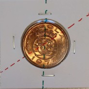 Angola, bronze coin of 1 Escudo 1974 with axis almost medal alignment, very Rare not classified in any catalogue, Angola KM76