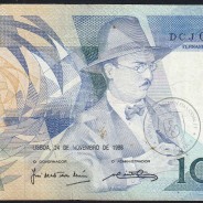 100 Escudos Fernando Pessoa 24.11.1988, One Hundred Escudos 24 November 1988 Plate 9 - Bank of Portugal, (C), Pick 179f