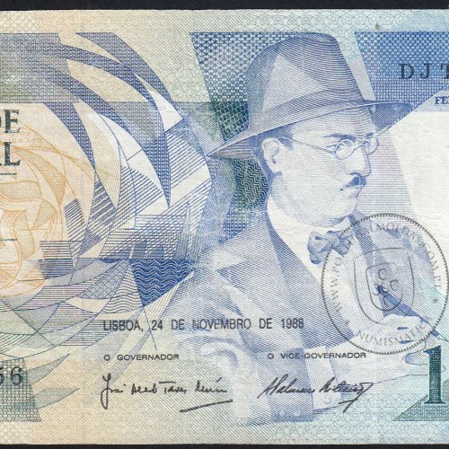 100 Escudos 1988 Fernando Pessoa 24/11/1988, 100$00 Cem Escudos 24/11/1988 Chapa:9 Banco de Portugal, (C), Pick 179f