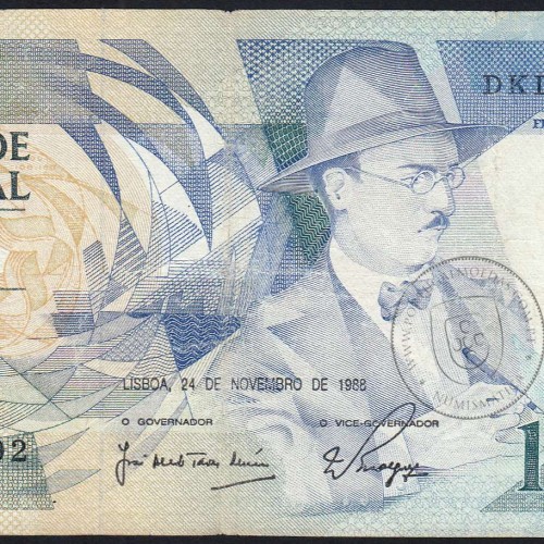100 Escudos Fernando Pessoa 24.11.1988, One Hundred Escudos 24 November 1988 Plate 9 - Bank of Portugal, (C), Pick 179f