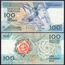 100 Escudos 1988 Fernando Pessoa 24/11/1988, 100$00 Cem Escudos 24/11/1988 Chapa:9 Banco de Portugal, (QNC), Pick 179f