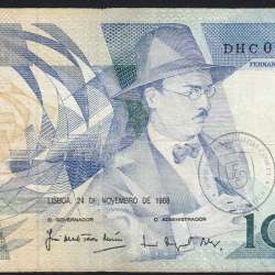 100 Escudos 1988 Fernando Pessoa 24/11/1988, 100$00 Cem Escudos 24/11/1988 Chapa:9 Banco de Portugal, (C), Pick 179f
