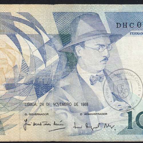 100 Escudos 1988 Fernando Pessoa 24/11/1988, 100$00 Cem Escudos 24/11/1988 Chapa:9 Banco de Portugal, (C), Pick 179f