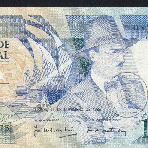 100 Escudos Fernando Pessoa 24.11.1988, One Hundred Escudos 24 November 1988 Plate 9 - Bank of Portugal, (C), Pick 179f
