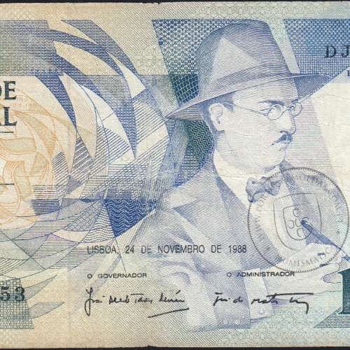 100 Escudos 1988 Fernando Pessoa 24/11/1988, 100$00 Cem Escudos 24/11/1988 Chapa:9 Banco de Portugal, (C), Pick 179f