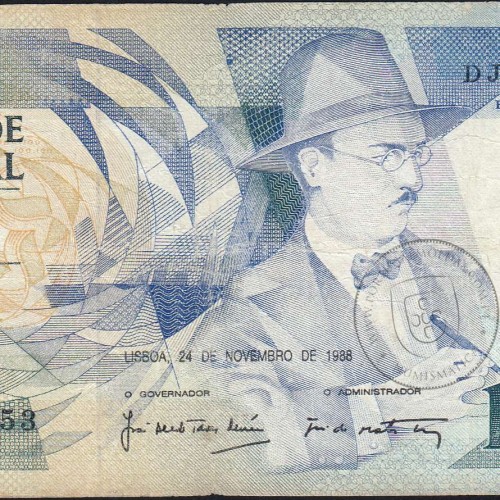 100 Escudos 1988 Fernando Pessoa 24/11/1988, 100$00 Cem Escudos 24/11/1988 Chapa:9 Banco de Portugal, (C), Pick 179f