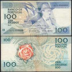 100 Escudos 1988 Fernando Pessoa 24/11/1988, 100$00 Cem Escudos 24/11/1988 Chapa:9 Banco de Portugal, (C), Pick 179f