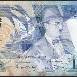 100 Escudos 1988 Fernando Pessoa 26/05/1988, 100$00 Cem Escudos 26/05/1988 Chapa:9 Banco de Portugal, (PC), Pick 179e