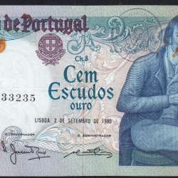 100 Escudos 1980 Bocage 02/09/1980, 100$00 Cem Escudos 02/09/1980 Chapa:8 Banco de Portugal, (PC c/ferrugem), Pick 178a 100 Escudos 1980 Bocage 02/09/1980, 100$00 Cem Escudos 02/09/1980 Chapa:8 Banco de Portugal, (PC c/ferrugem), Pick 178a