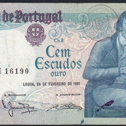 100 Escudos 1981 Bocage 24/02/1981, 100$00 Cem Escudos 24/02/1981 Chapa:8 Banco de Portugal, (C), Pick 178b