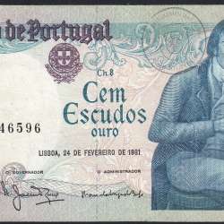 100 Escudos 1981 Bocage 24/02/1981, 100$00 Cem Escudos 24/02/1981 Chapa:8 Banco de Portugal, (C), Pick 178b