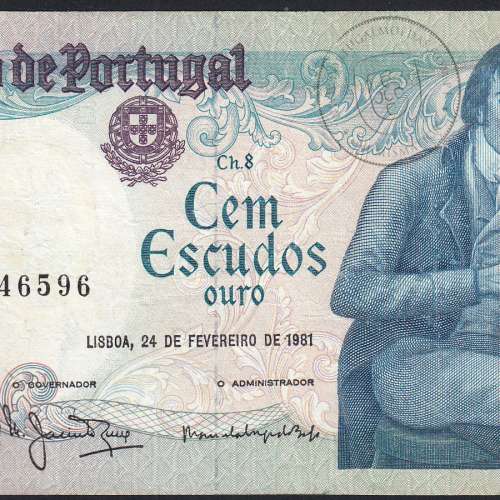 100 Escudos 1981 Bocage 24/02/1981, 100$00 Cem Escudos 24/02/1981 Chapa:8 Banco de Portugal, (C), Pick 178b