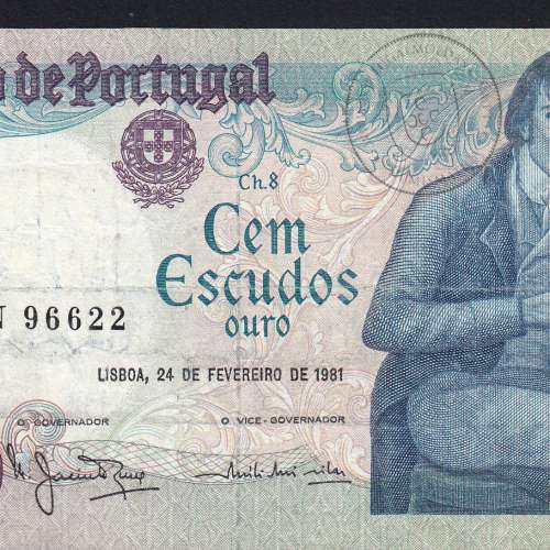 100 Escudos 1981 Bocage 24/02/1981, 100$00 Cem Escudos 24/02/1981 Chapa:8 Banco de Portugal, (C), Pick 178b