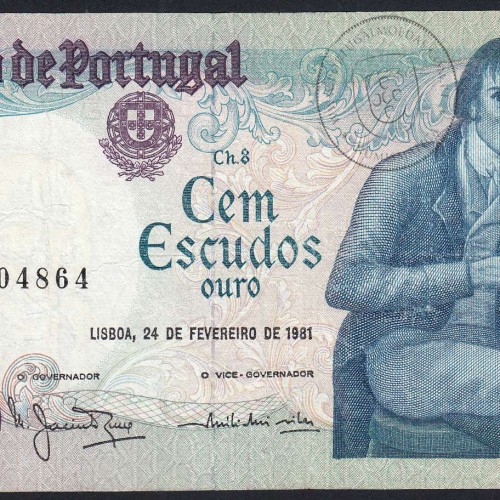 100 Escudos 1981 Bocage 24/02/1981, 100$00 Cem Escudos 24/02/1981 Chapa:8 Banco de Portugal, (C), Pick 178b